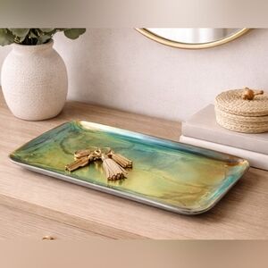 Coco Lola Iridescent Glass Tray Vanity Entryway Catchall Decor